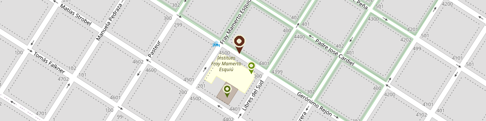 Mapa de ubicación del Instituto Fray Mamerto Esquiú, Rejón 4475, Parque Luro, Mar del Plata